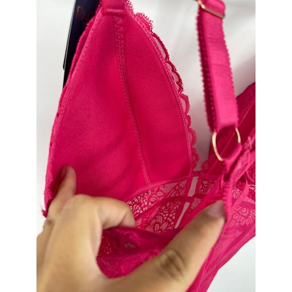 Rachel Roy Sexy Pink Lace Highcut Thong Teddy NEW Size 1X - Picture 6 of 15